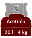 Acetilén gázpalack 20 l 4 kg
