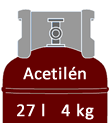 Acetilén gázpalack 27 l 4 kg