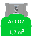 Hegesztési gázkeverék Ar co2 gázpalack 1,7 m3