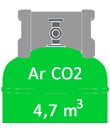 Hegesztési gázkeverék Ar co2 gázpalack 4,7 m3